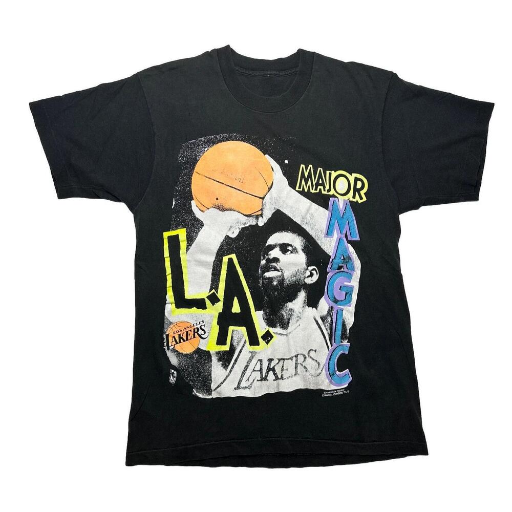Magic Johnson Graffiti Los Angeles Lakers T-Shirt Medium Black Nba